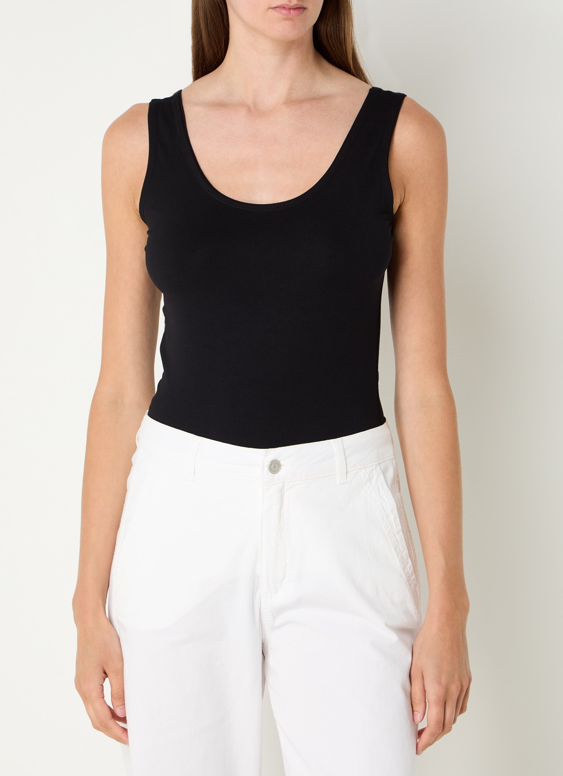 Claudia Sträter Tanktop met ronde hals - detail zwart