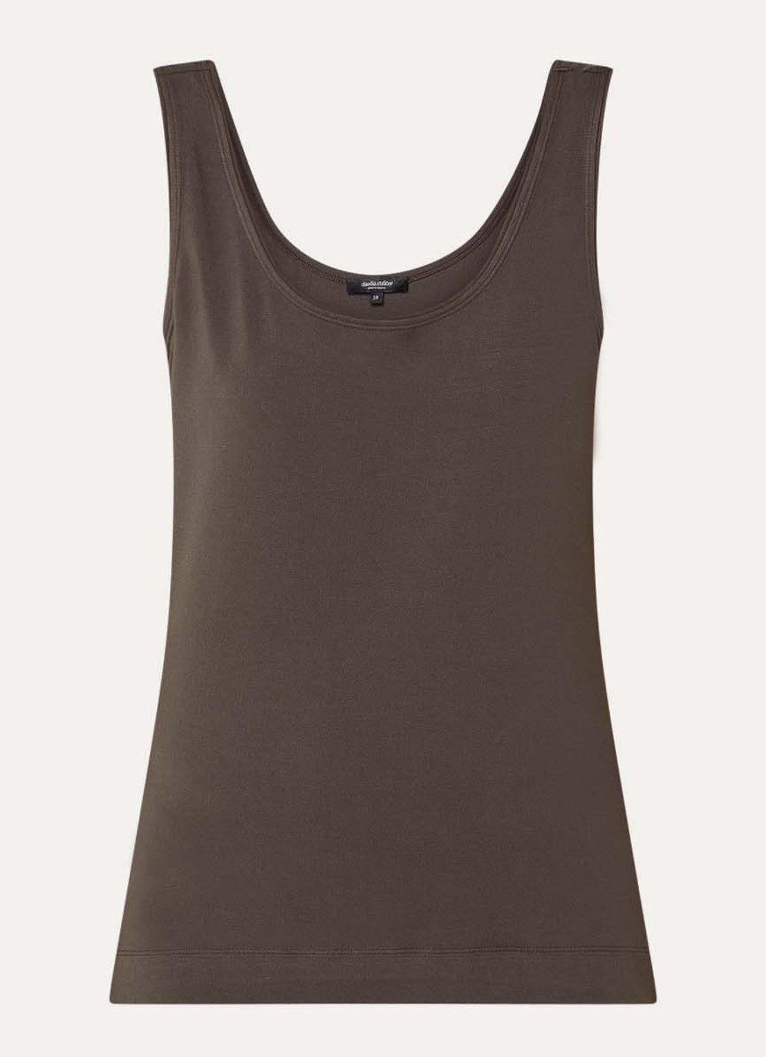 Claudia Sträter Tanktop met ronde hals - voorkant chocoladebruin