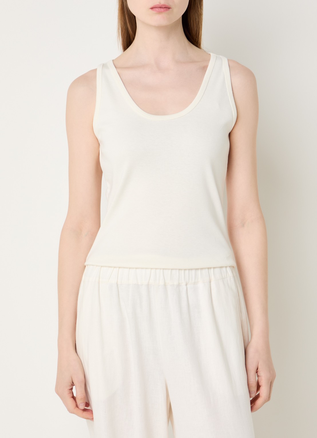 Claudia Sträter Tanktop met ronde hals - detail gebroken wit