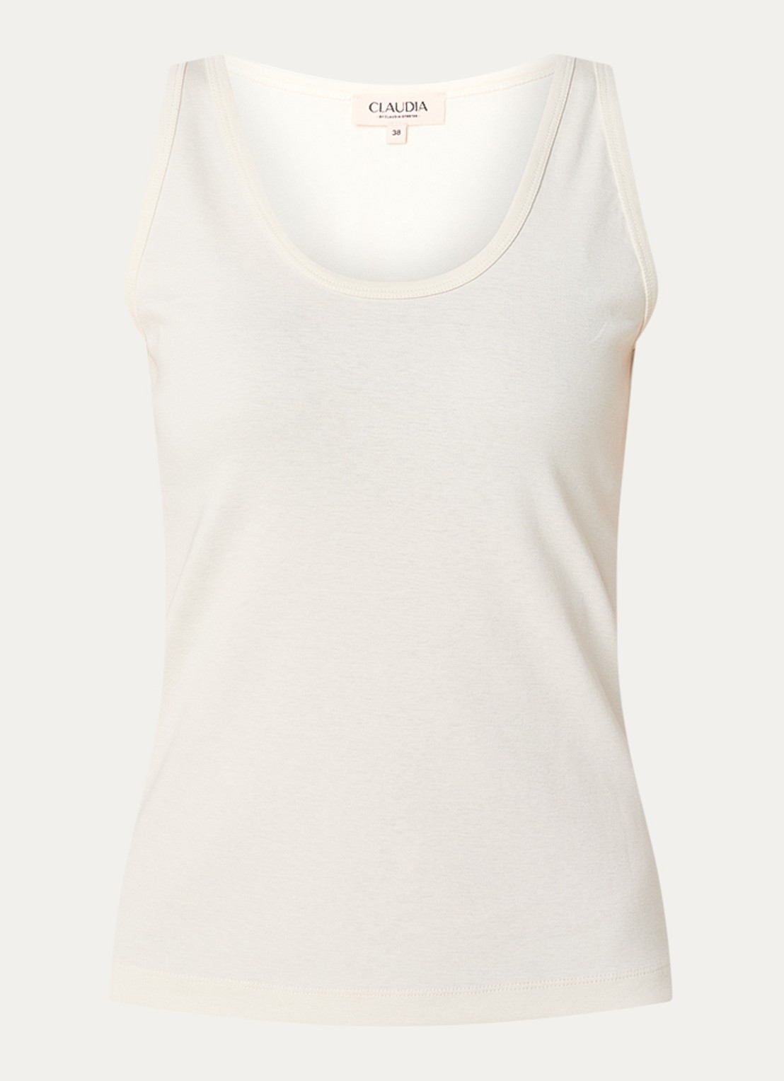 Claudia Sträter Tanktop met ronde hals - voorkant 3 gebroken wit