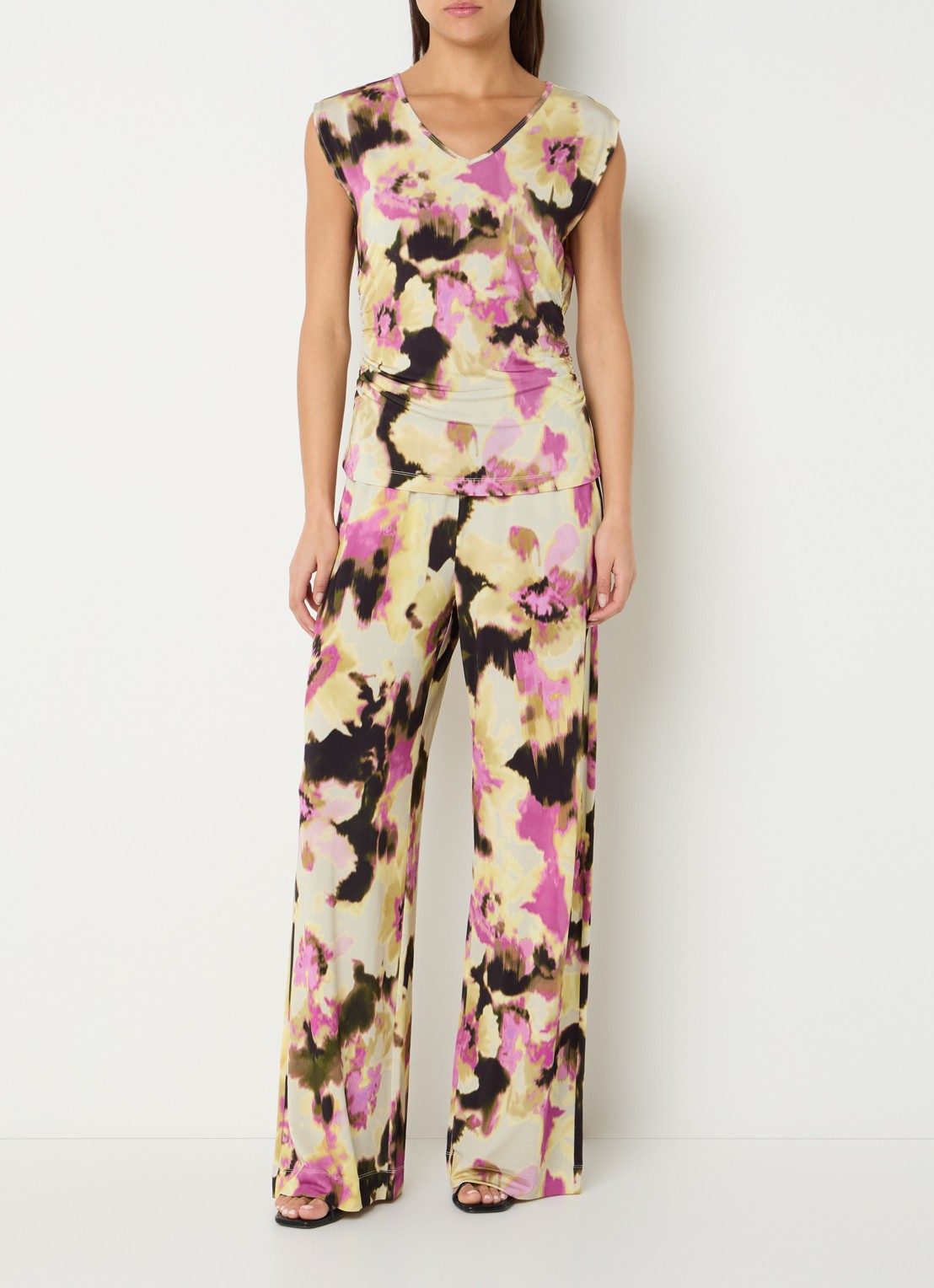 Claudia Sträter Top met bloemenprint  - voorkant 3 paars