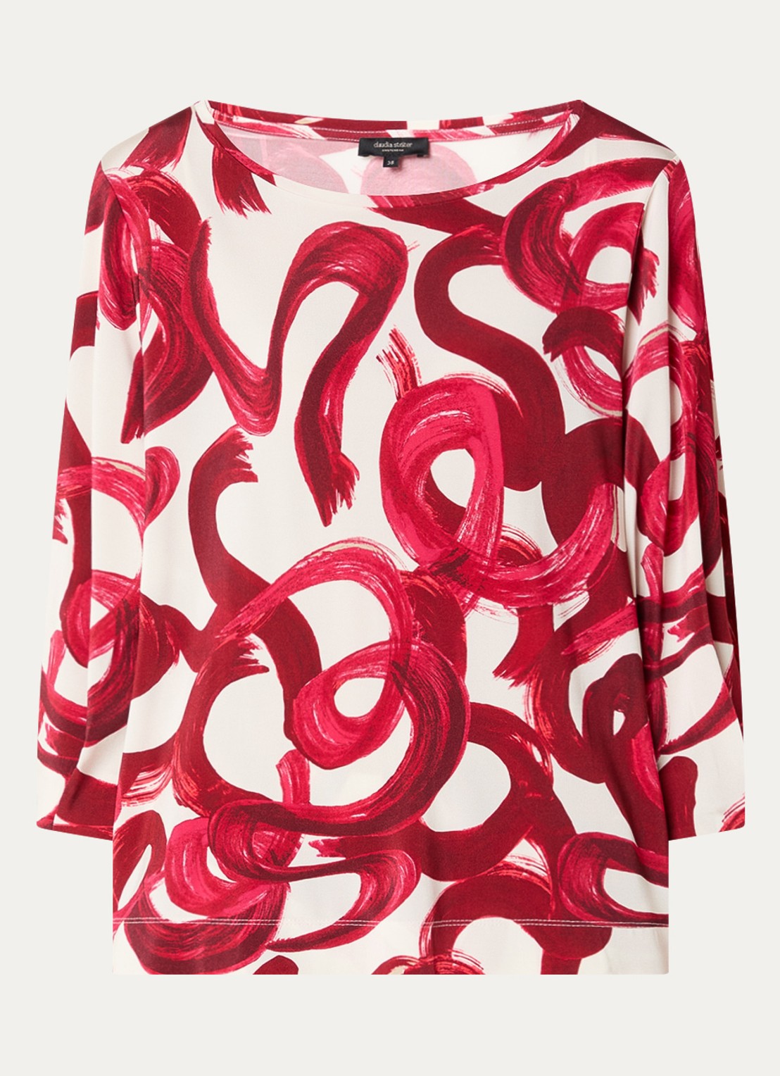 Claudia Sträter Top met boothals en print - voorkant cranberryrood
