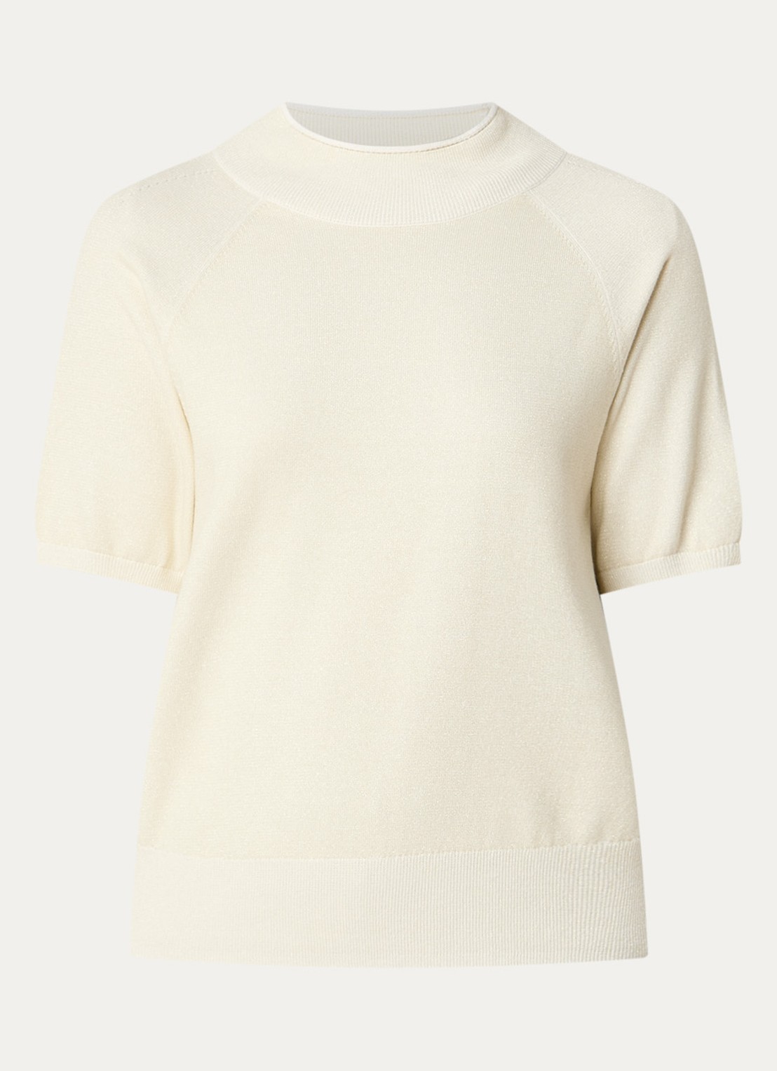 Claudia Sträter Top met metallic finish - voorkant 2 gebroken wit