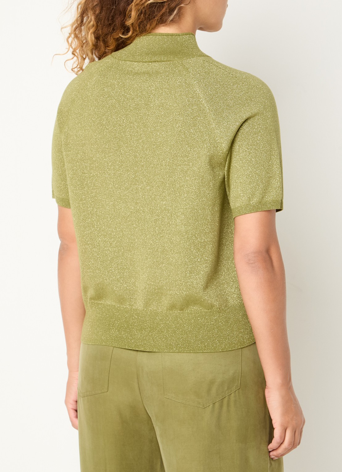 Claudia Sträter Top met metallic finish - achterkant 4 mosgroen