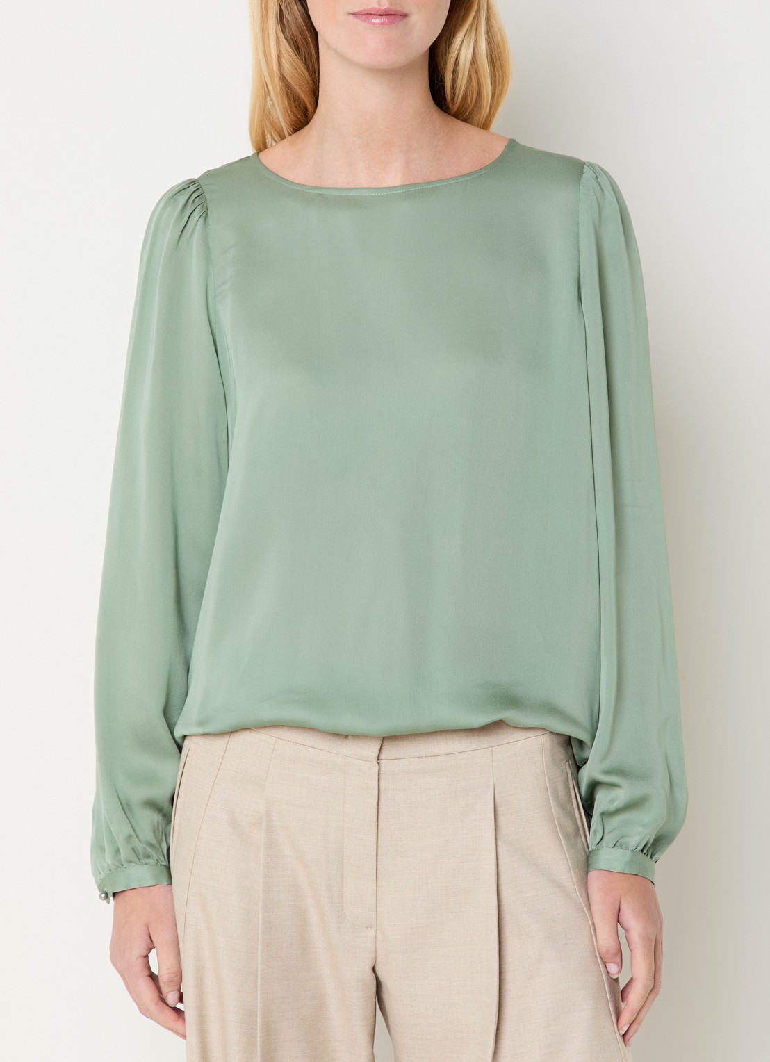Claudia Sträter Top met ronde hals - detail groen