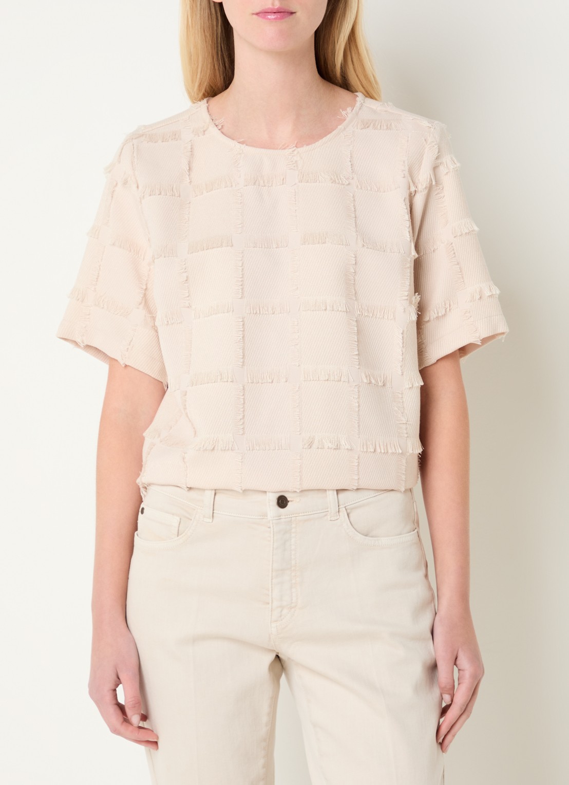 Claudia Sträter Top met ronde hals - detail 2 beige