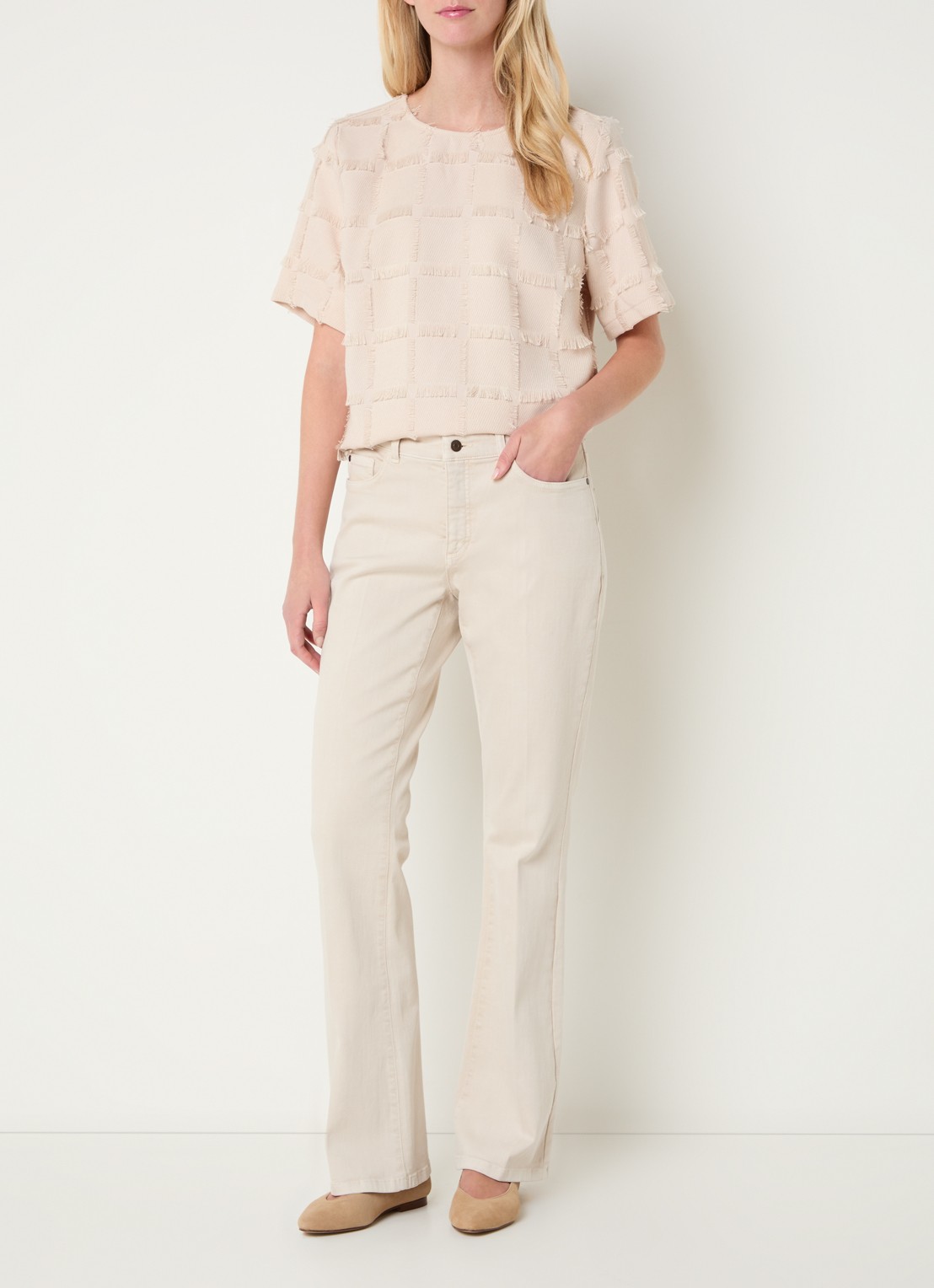 Claudia Sträter Top met ronde hals - voorkant 4 beige