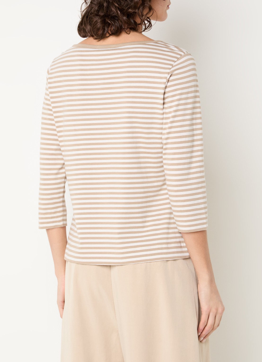 Claudia Sträter Top met streepprint - achterkant 3 khaki