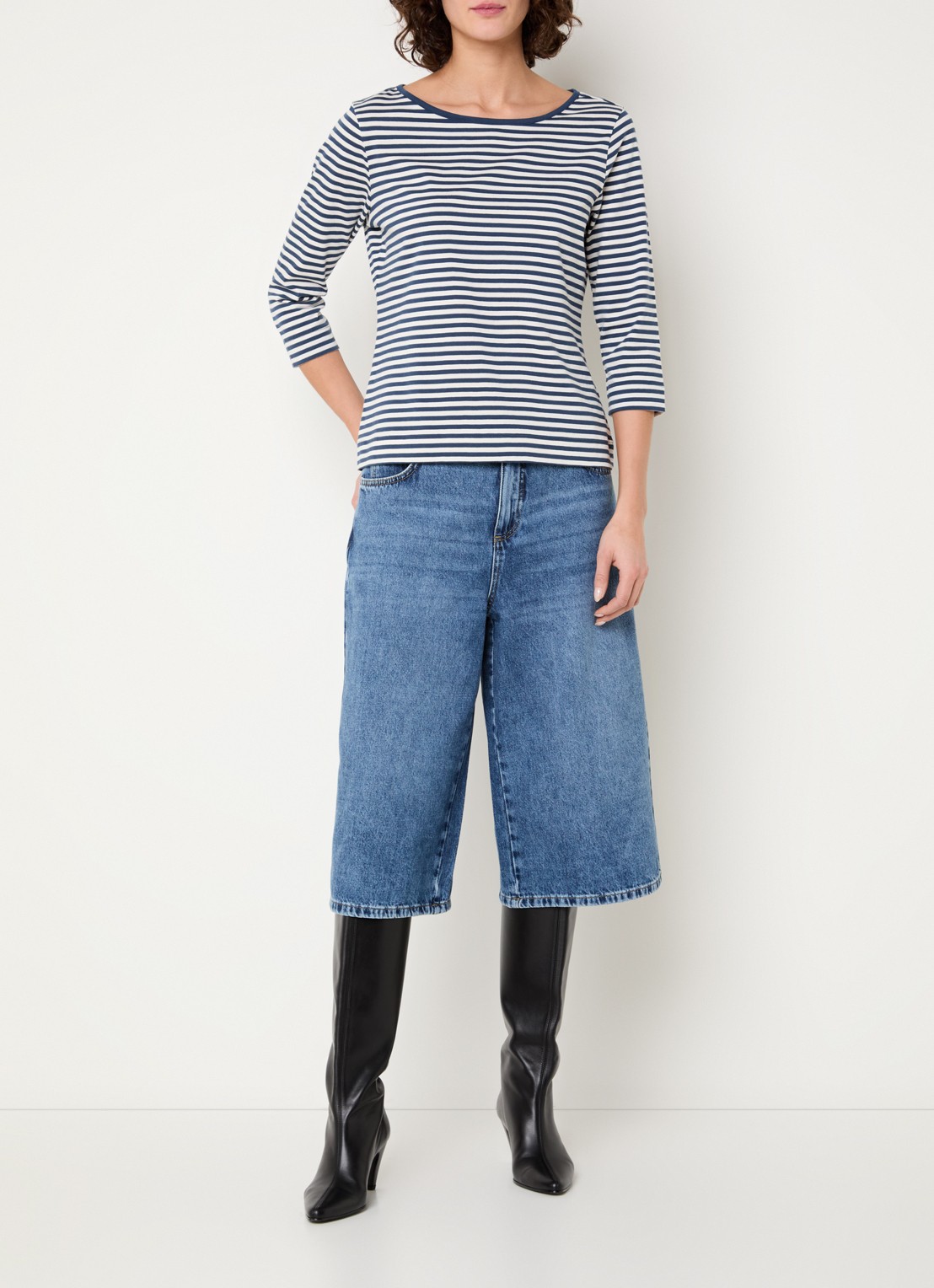 Claudia Sträter Top met streepprint - voorkant 2 indigo