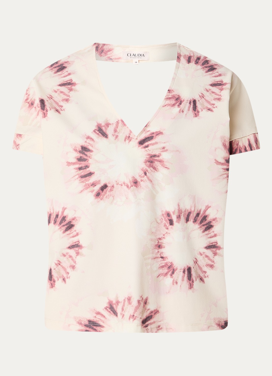 Claudia Sträter Top met tie-dye dessin - voorkant 2 ivoor