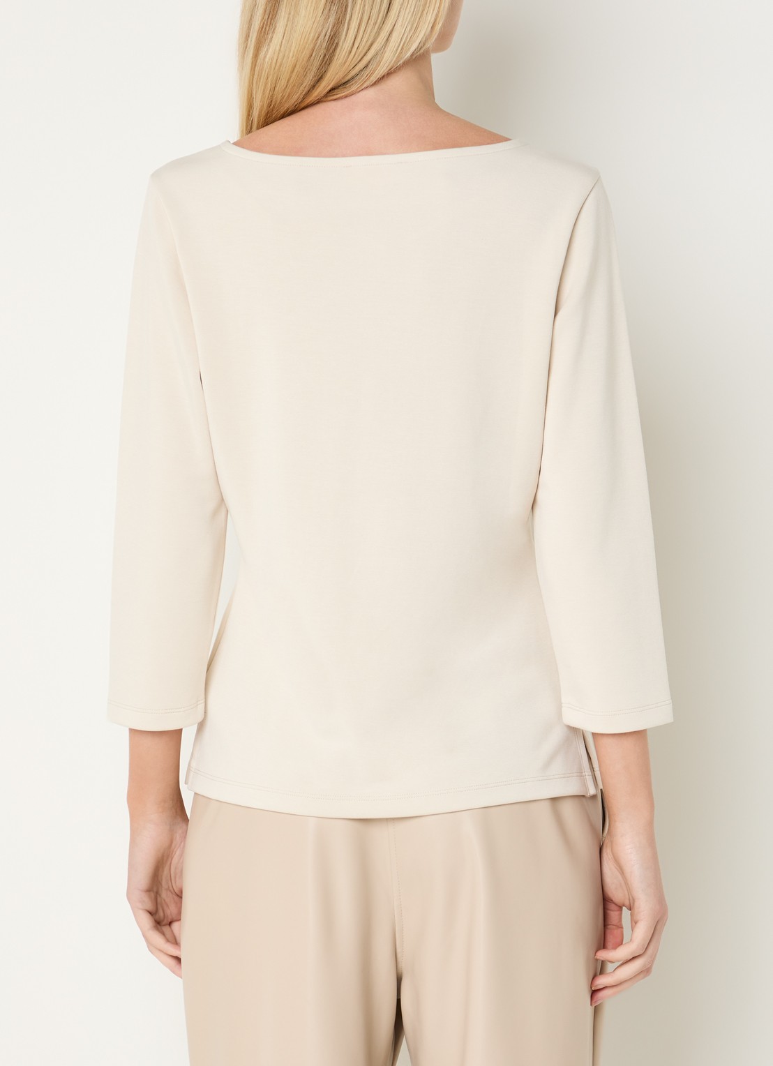 Claudia Sträter Top van jersey met gedrapeerd detail - achterkant beige