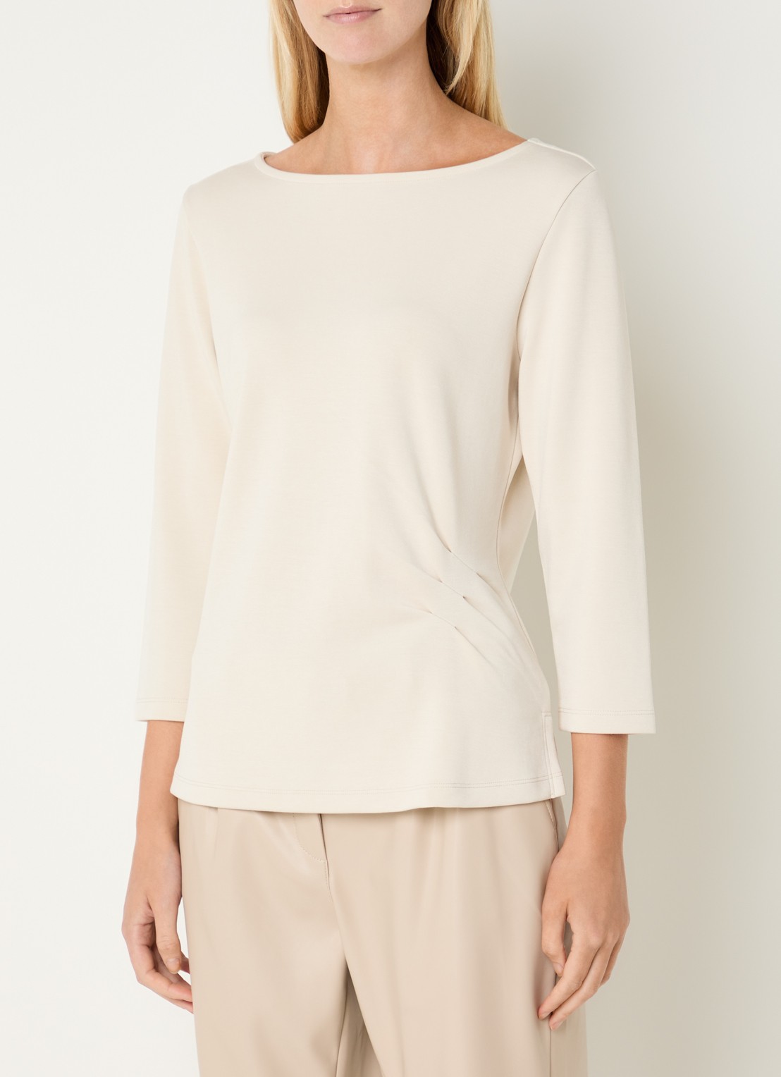 Claudia Sträter Top van jersey met gedrapeerd detail - detail 4 beige