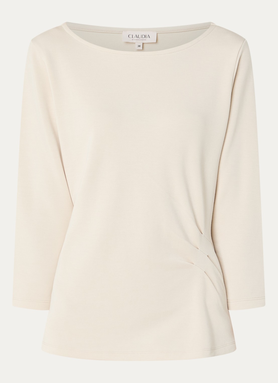Claudia Sträter Top van jersey met gedrapeerd detail - voorkant 2 beige