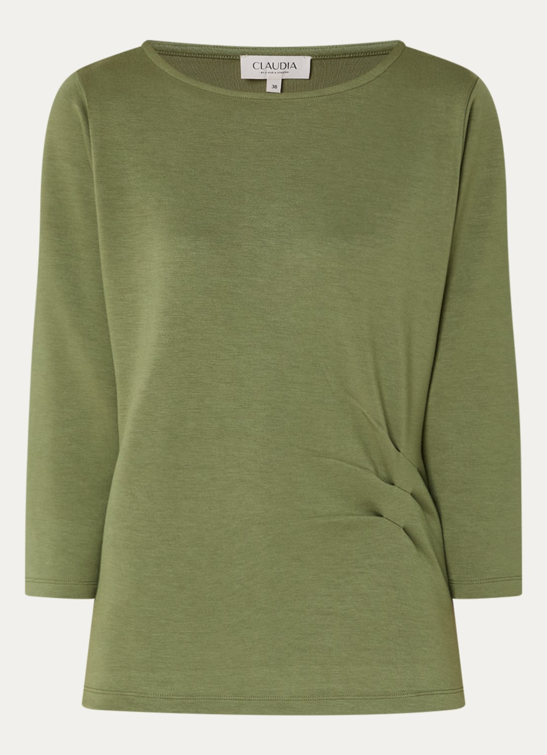 Claudia Sträter Top van jersey met gedrapeerd detail - voorkant 3 groen