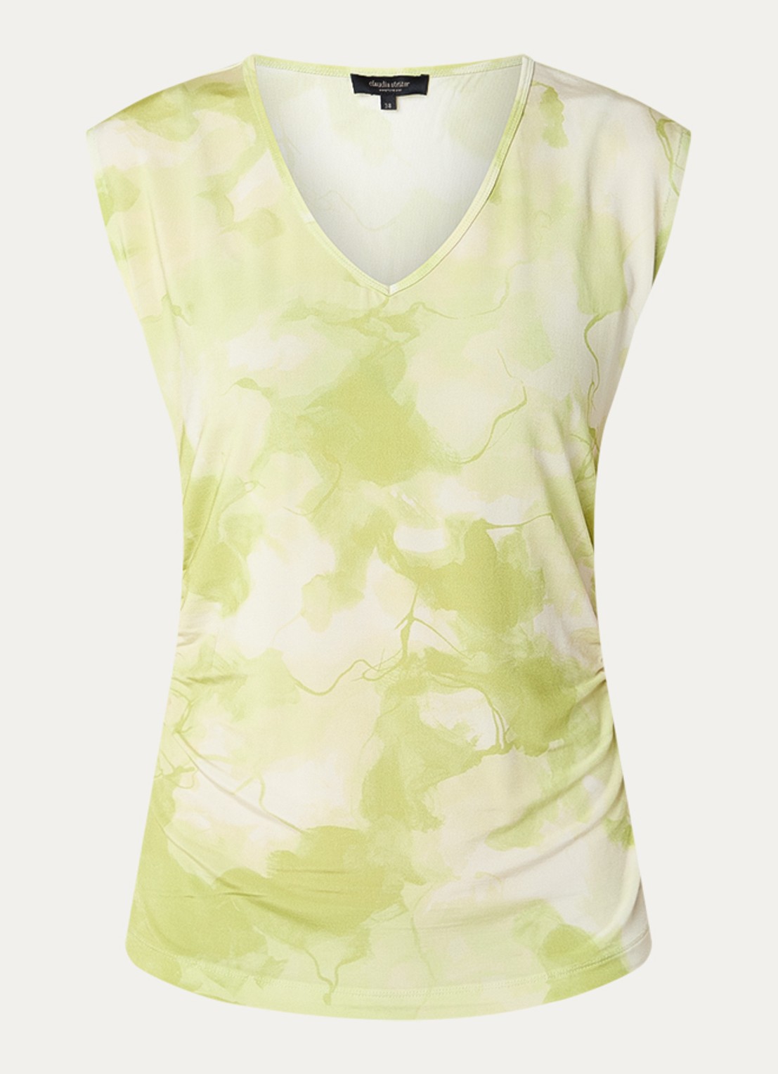 Claudia Sträter Top van jersey met tie-dye print - voorkant neongroen