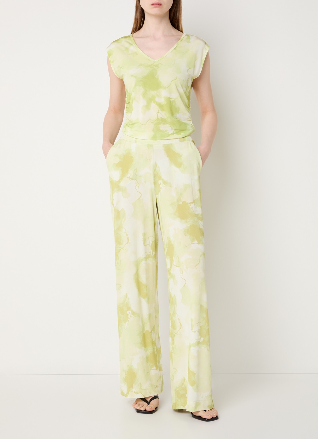 Claudia Sträter Top van jersey met tie-dye print - voorkant 2 neongroen