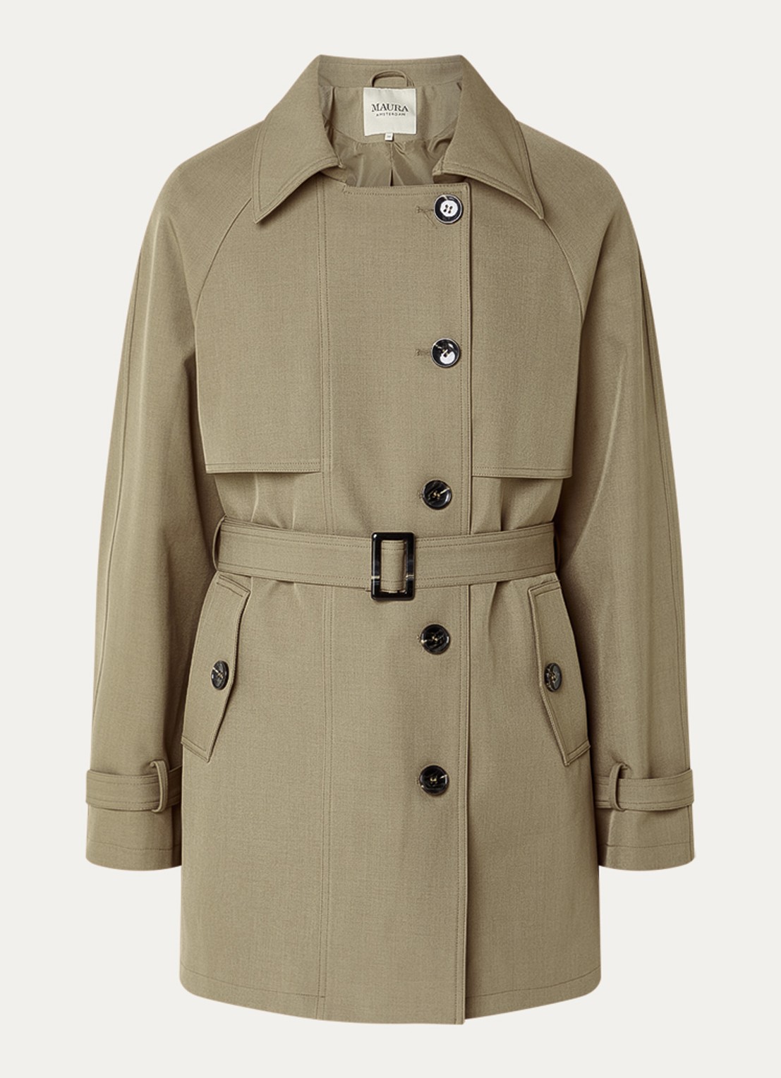 Claudia Sträter Trenchcoat met steekzakken en ceintuur - voorkant 2 bruin