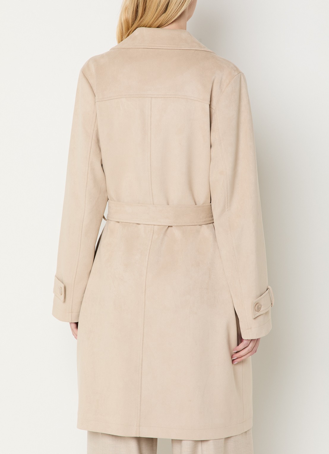 Claudia Sträter Trenchcoat van imitatiesuède met steekzakken - achterkant 4 beige