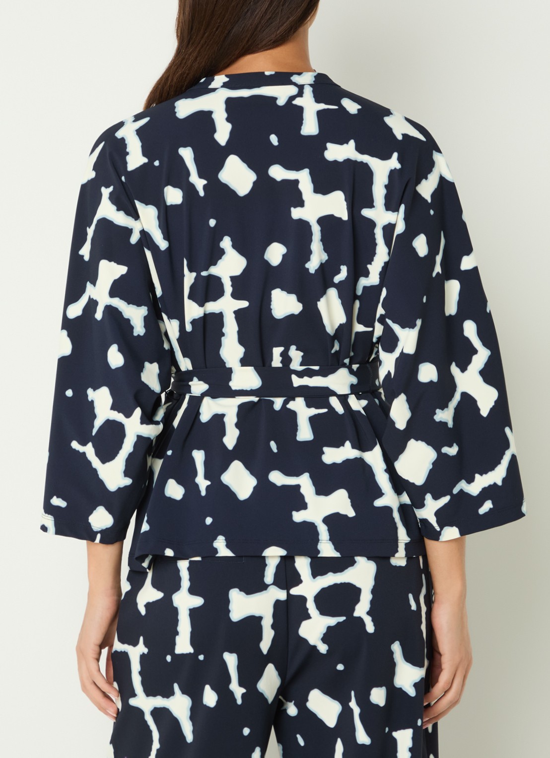 Claudia Sträter Tuniek met strikceintuur en print - achterkant donkerblauw