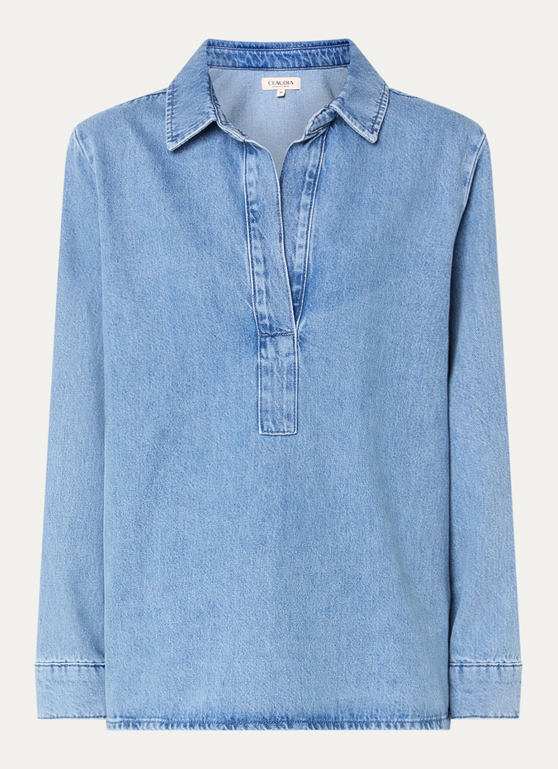 Claudia Sträter Tuniek van denim met kraag - voorkant 2 indigo