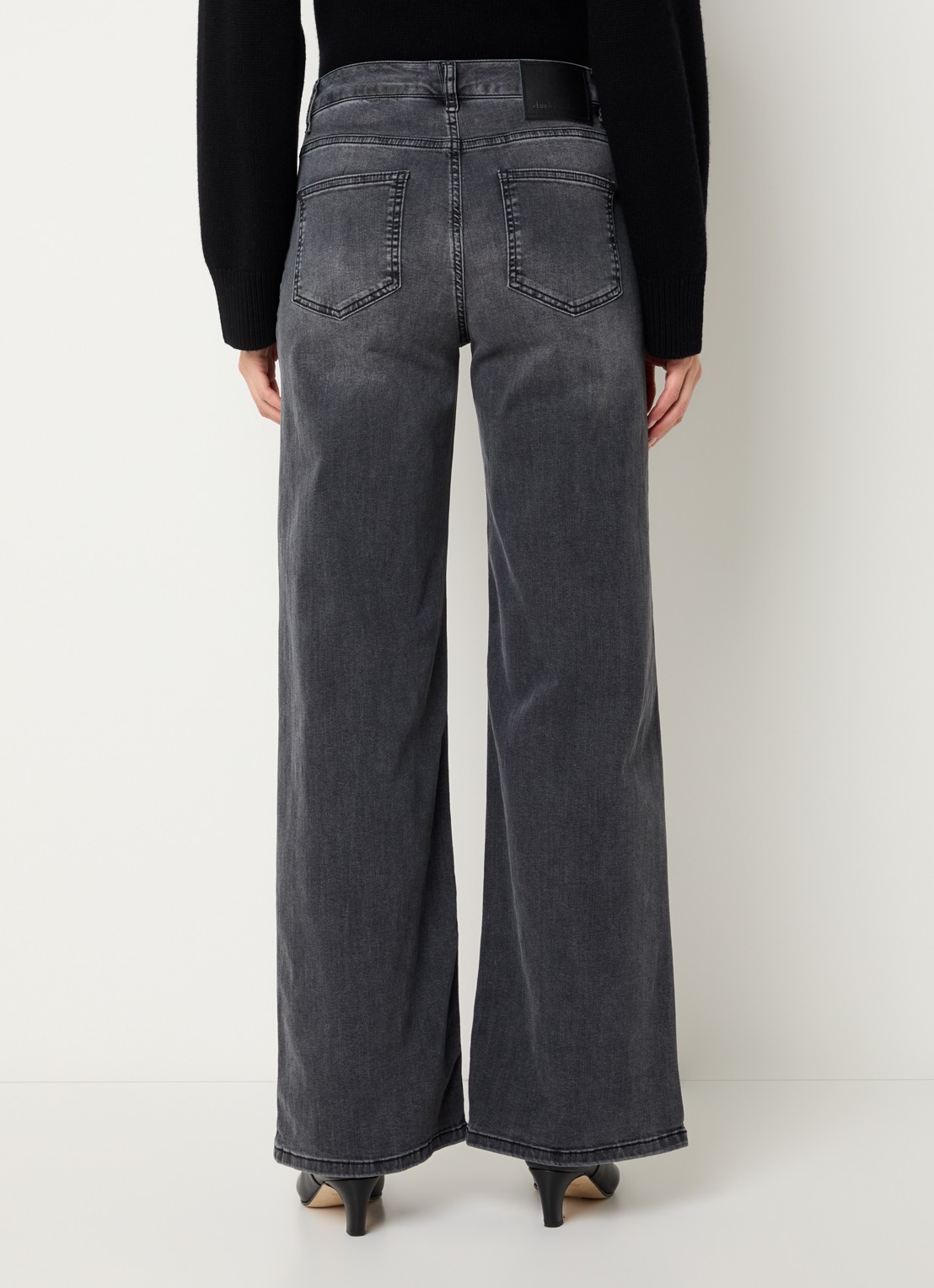 Claudia Sträter Wies mid waist flared jeans met gekleurde wassing - achterkant donkergrijs