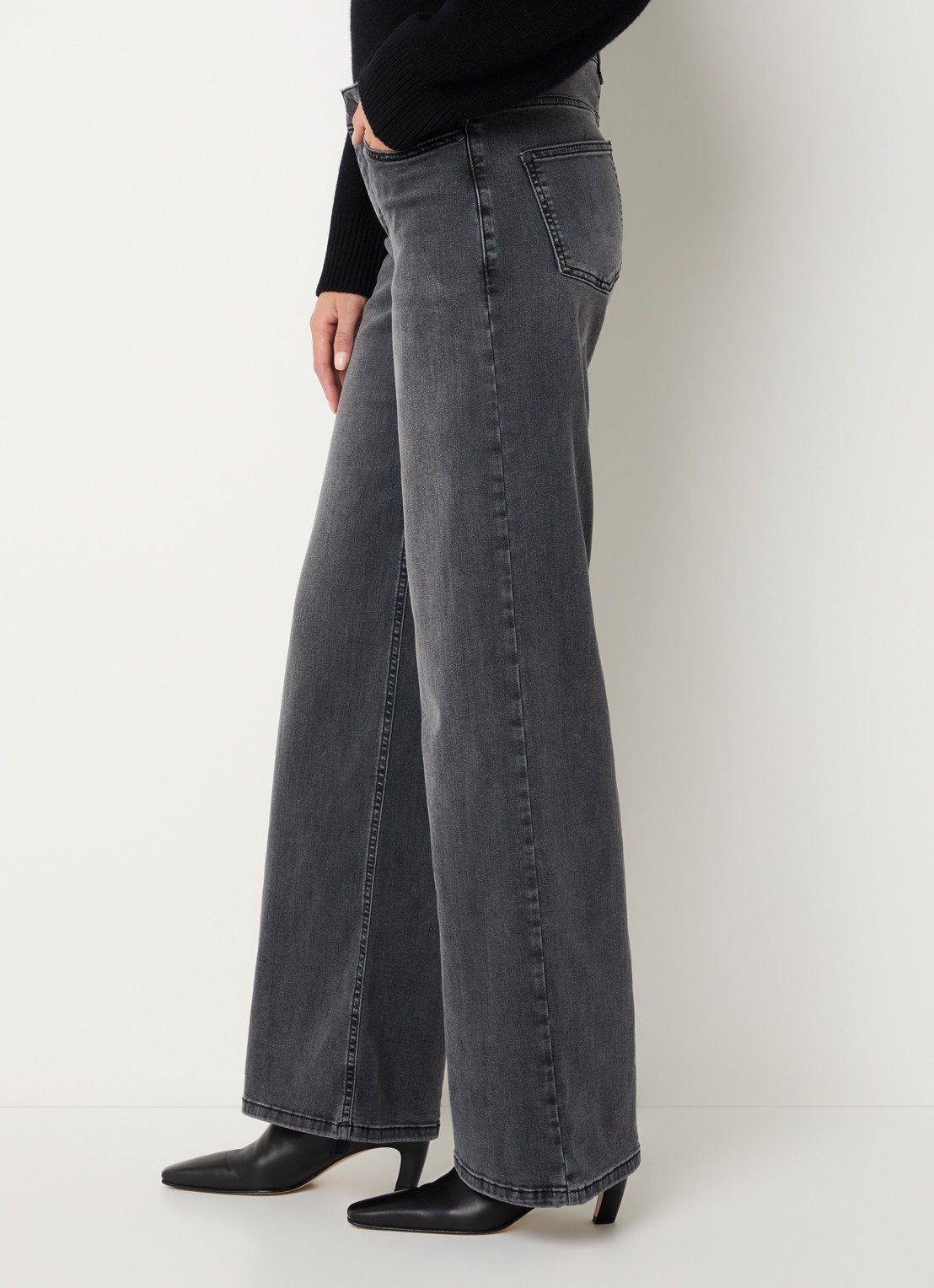 Claudia Sträter Wies mid waist flared jeans met gekleurde wassing - detail 5 donkergrijs