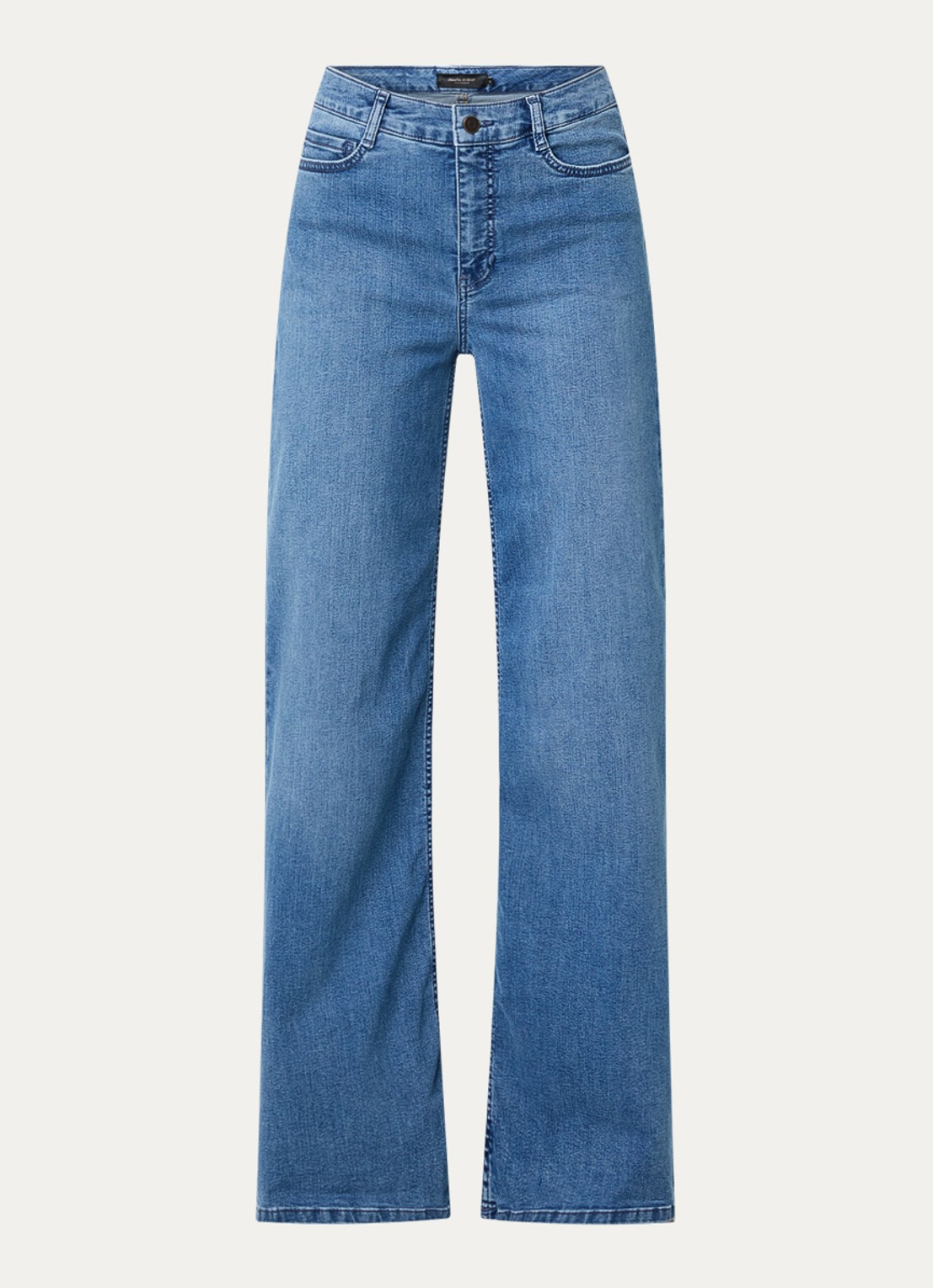 Claudia Sträter Wies mid waist wide leg jeans met medium wassing - voorkant 4 indigo