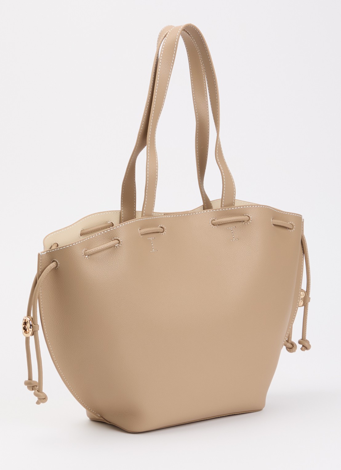 Claudie Pierlot Alban schoudertas van kalfsleer - achterkant 5 beige