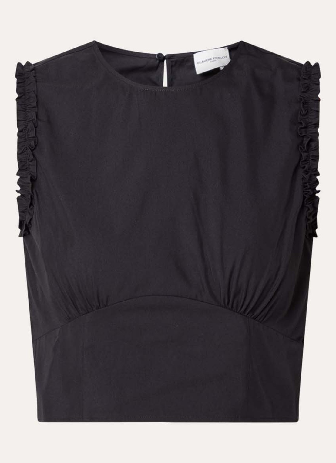 Claudie Pierlot Albina crop top met ruches - voorkant donkerblauw