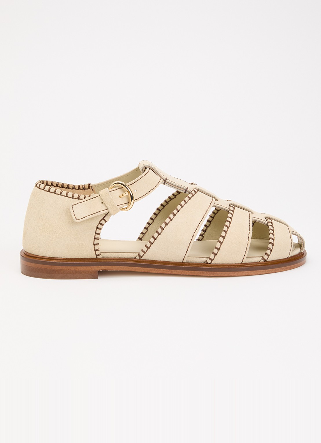 Claudie Pierlot Amarante sandaal van suède - voorkant 6 gebroken wit