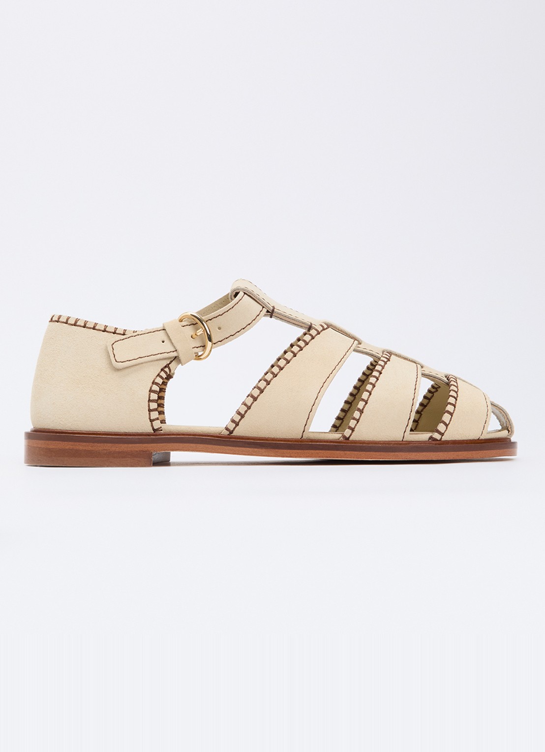Claudie Pierlot Amarante sandaal van suède - voorkant 7 gebroken wit