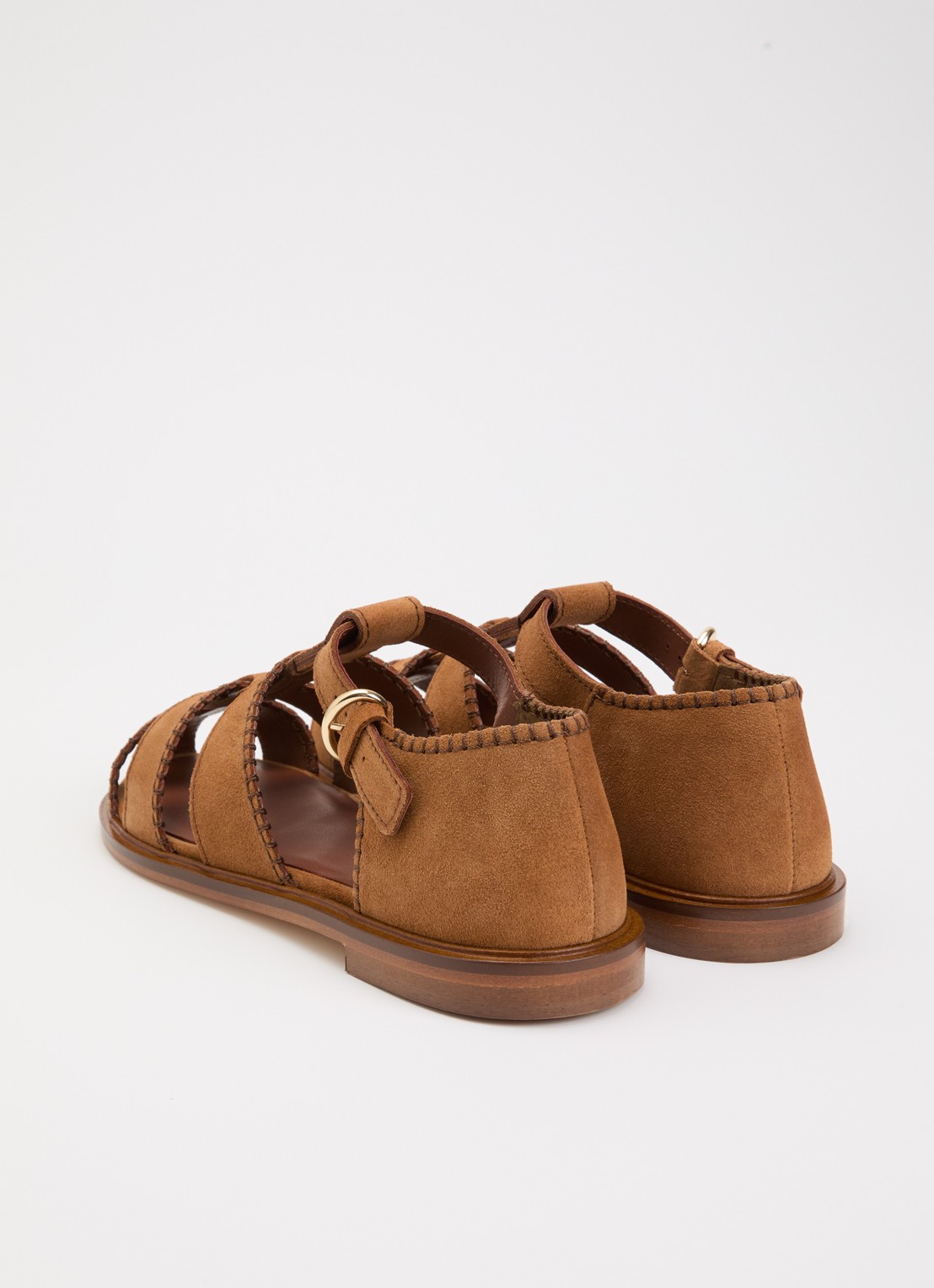 Claudie Pierlot Amarante sandaal van suède - achterkant camel