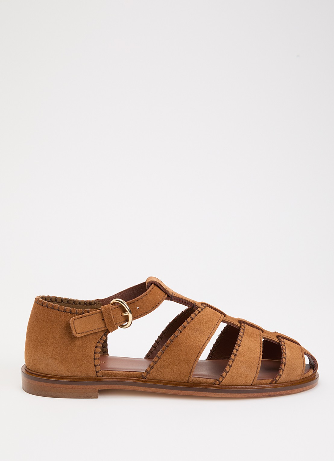 Claudie Pierlot Amarante sandaal van suède - voorkant 2 camel