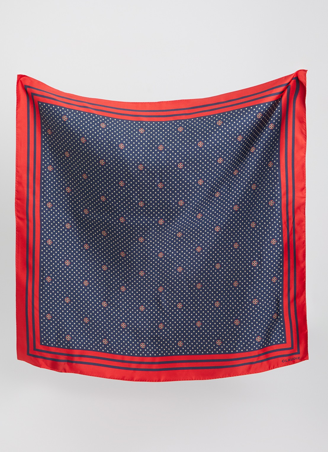 Claudie Pierlot Anoracravate sjaal van zijde 65 x 65 cm - voorkant 2 donkerblauw