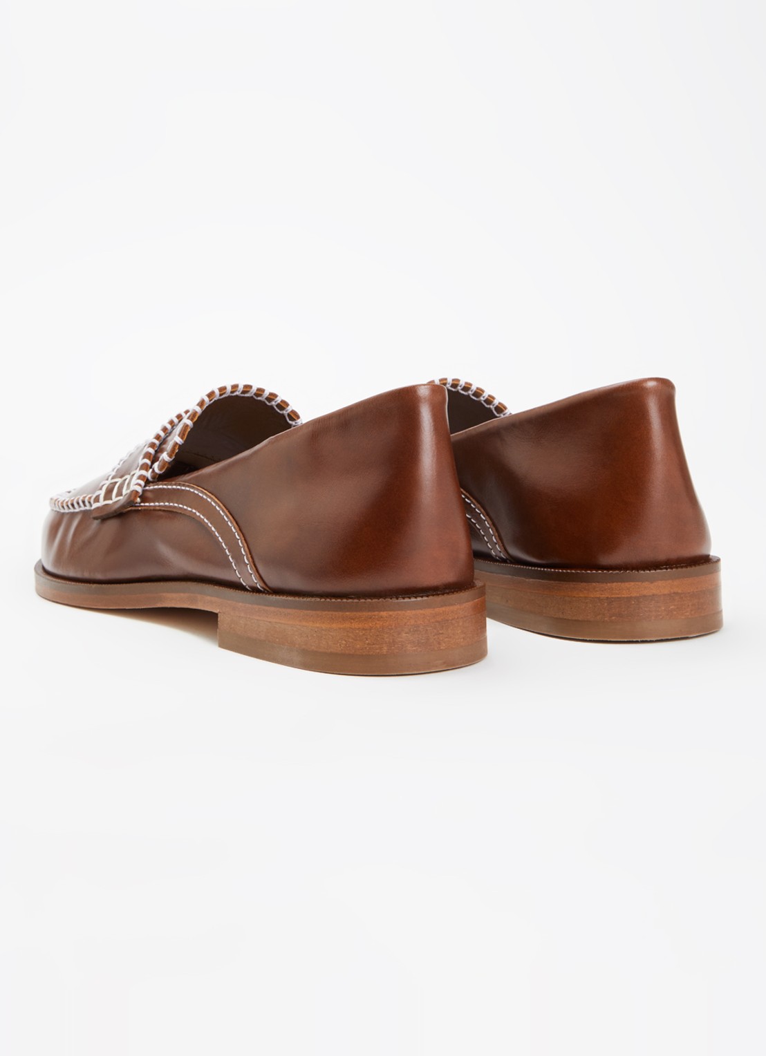Claudie Pierlot Audy loafer van kalfsleer  - achterkant 5 kastanjebruin
