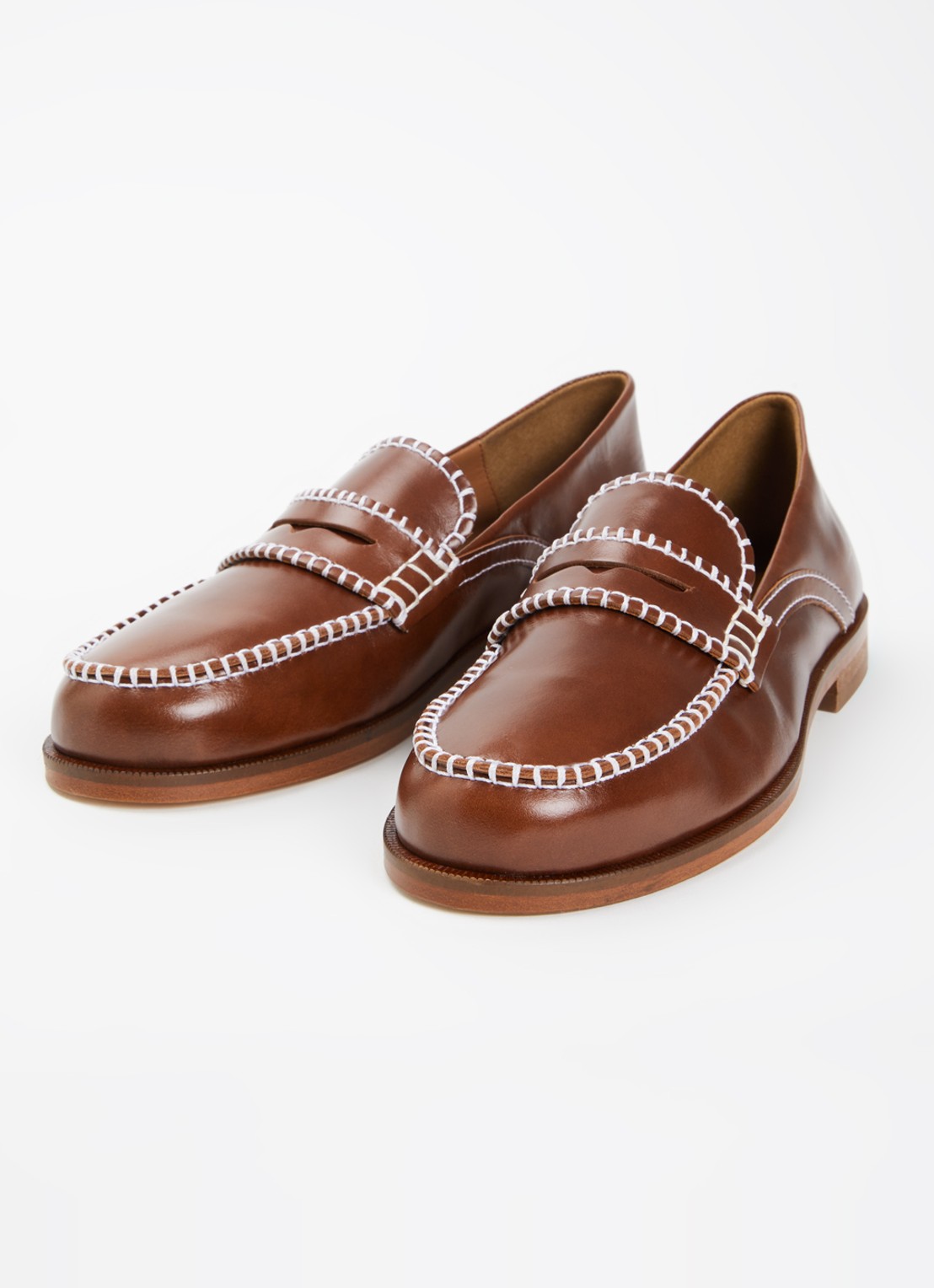 Claudie Pierlot Audy loafer van kalfsleer  - detail 2 kastanjebruin