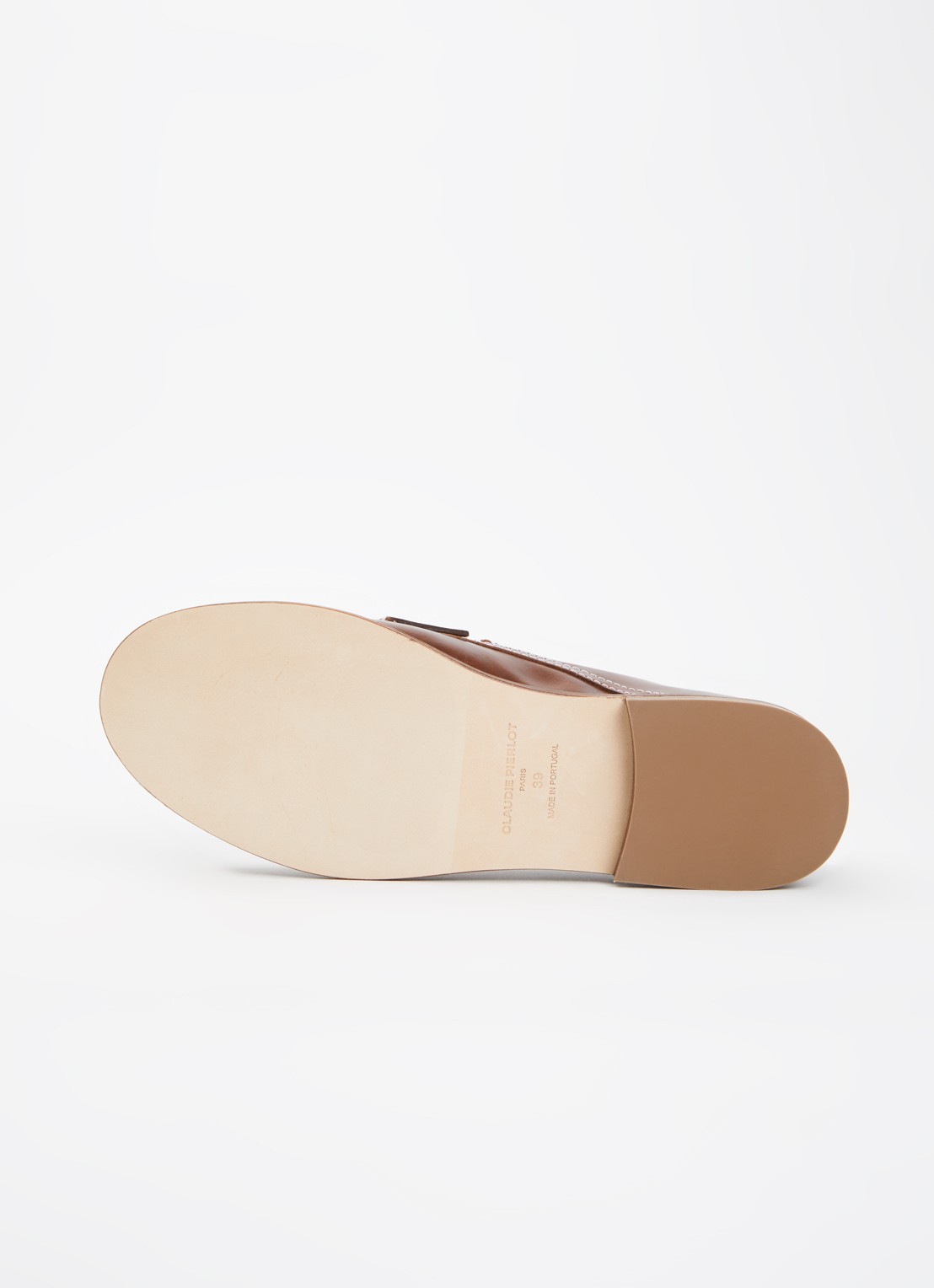 Claudie Pierlot Audy loafer van kalfsleer  - detail 4 kastanjebruin