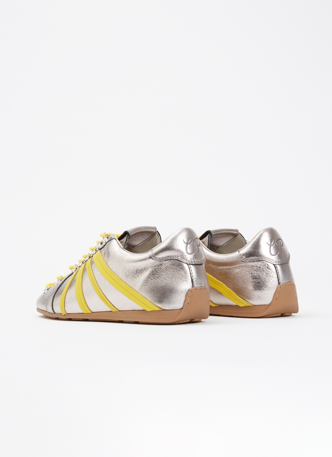 Claudie Pierlot Aureli sneaker van leer met metallic finish - achterkant 8 zilver