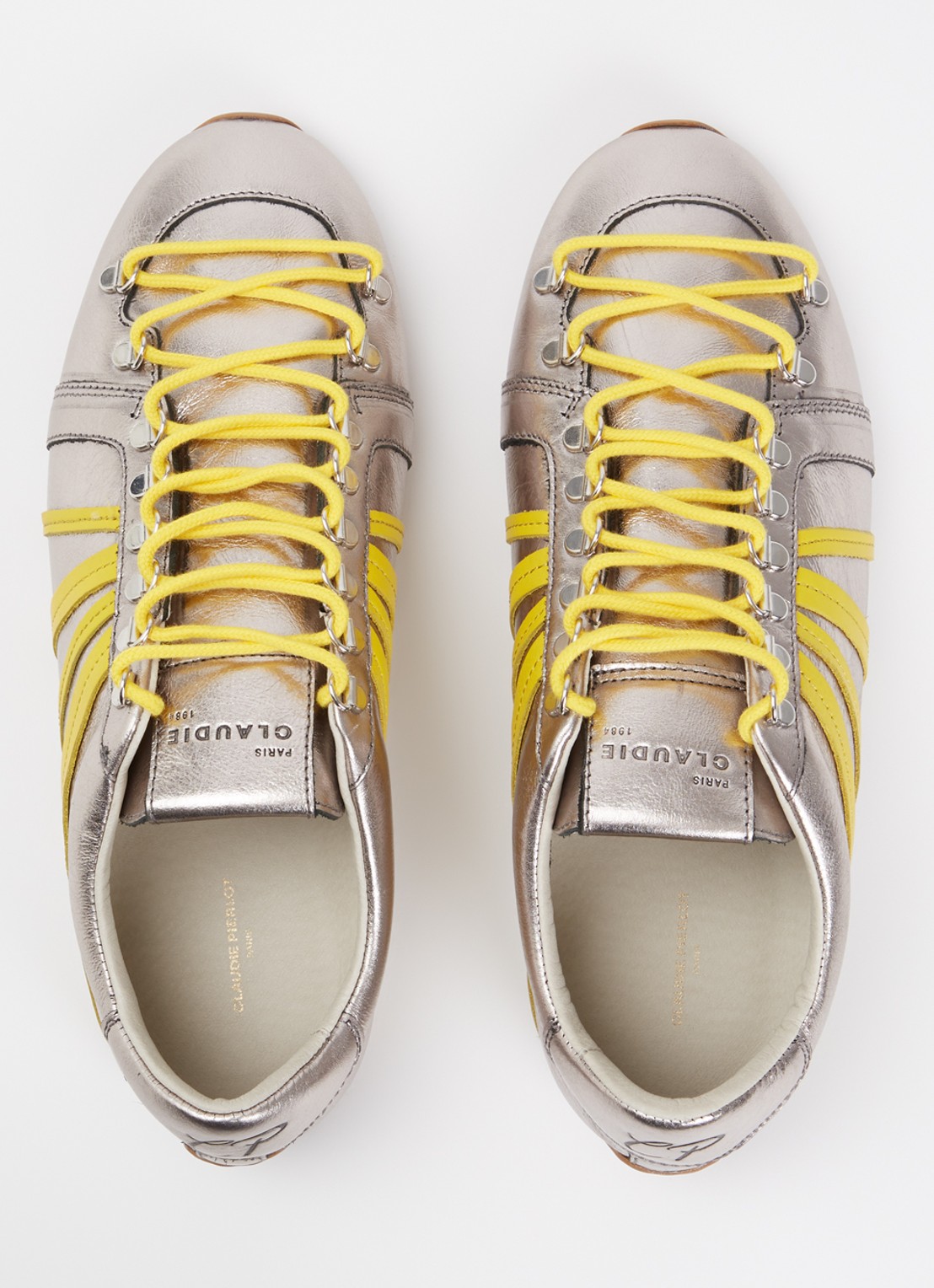 Claudie Pierlot Aureli sneaker van leer met metallic finish - detail 2 zilver