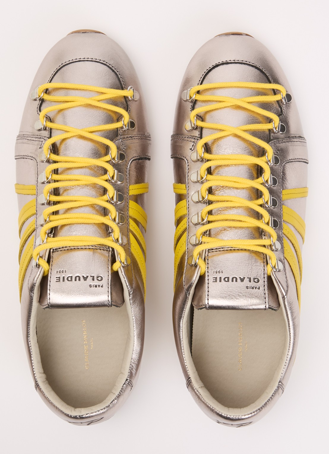 Claudie Pierlot Aureli sneaker van leer met metallic finish - detail 5 zilver