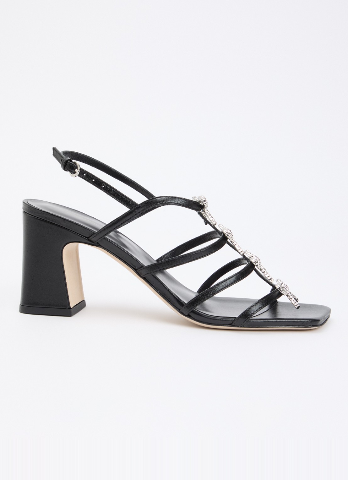 Claudie Pierlot Aurianne sandalette van schapenleer met strikdetail - voorkant 2 zwart