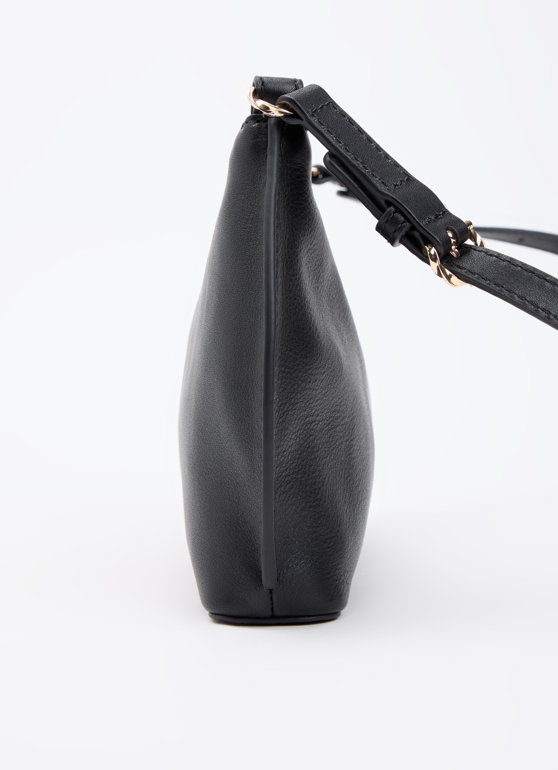 Claudie Pierlot Azur schoudertas van kalfsleer met verstelbare schouderriem - detail 3 zwart