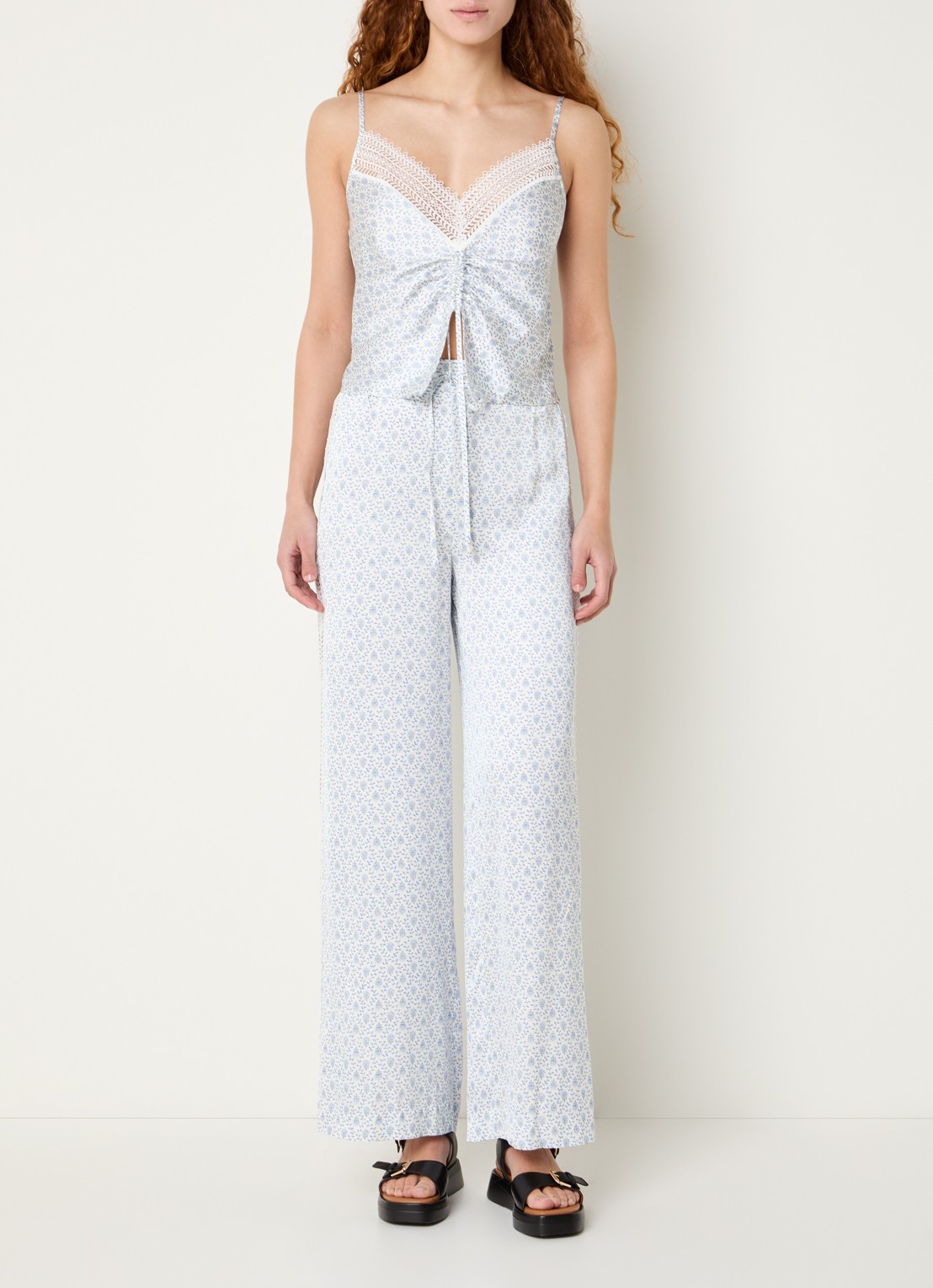 Claudie Pierlot Bambi tanktop met print en plooidetail - voorkant 4 blauw