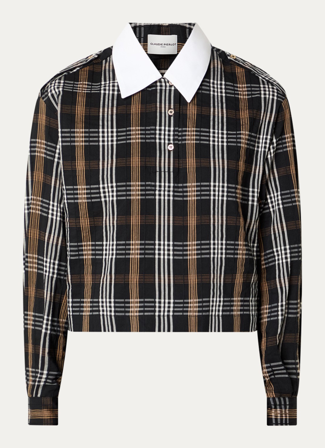 Claudie Pierlot Barbara top met ruitdessin - voorkant 3 zwart