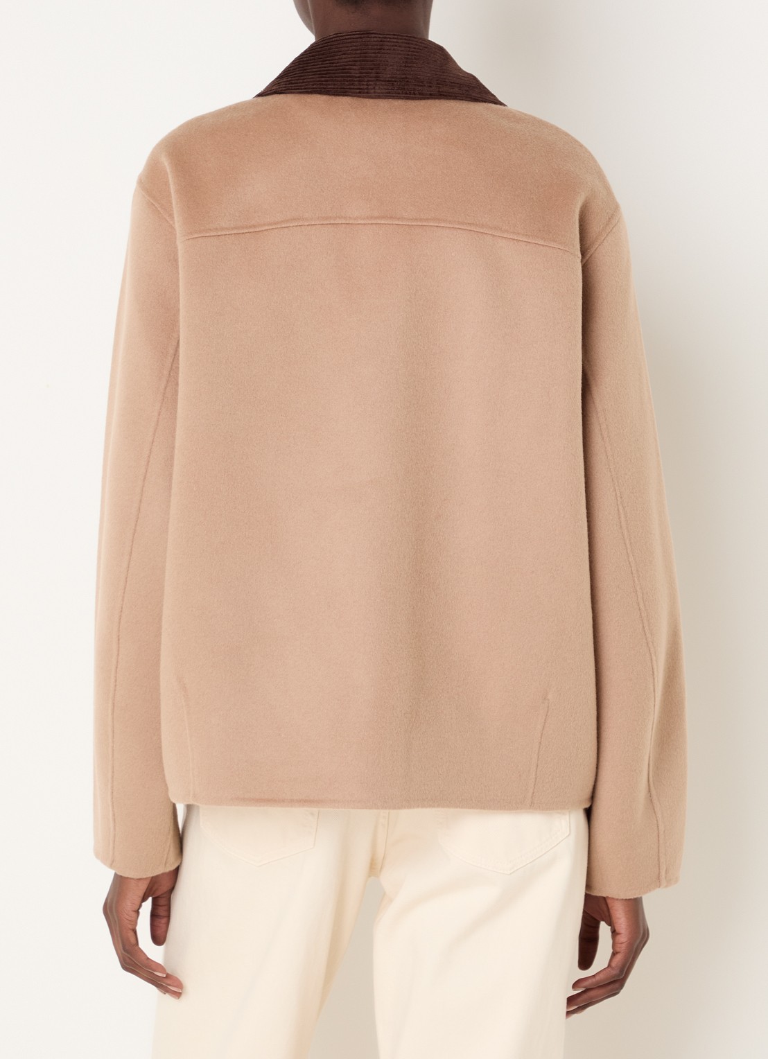 Claudie Pierlot Barn jack in wolblend met opgestikte zakken - achterkant camel