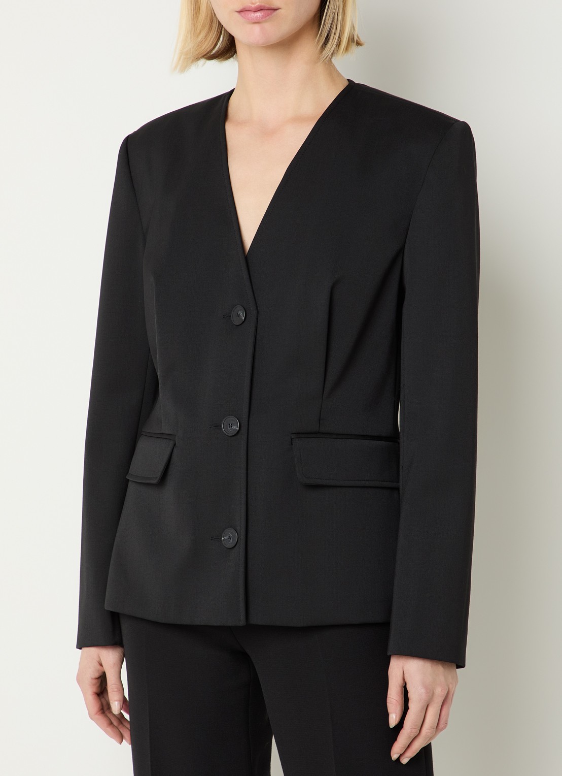 Claudie Pierlot Blazer in wolblend met klepzakken - detail 2 zwart