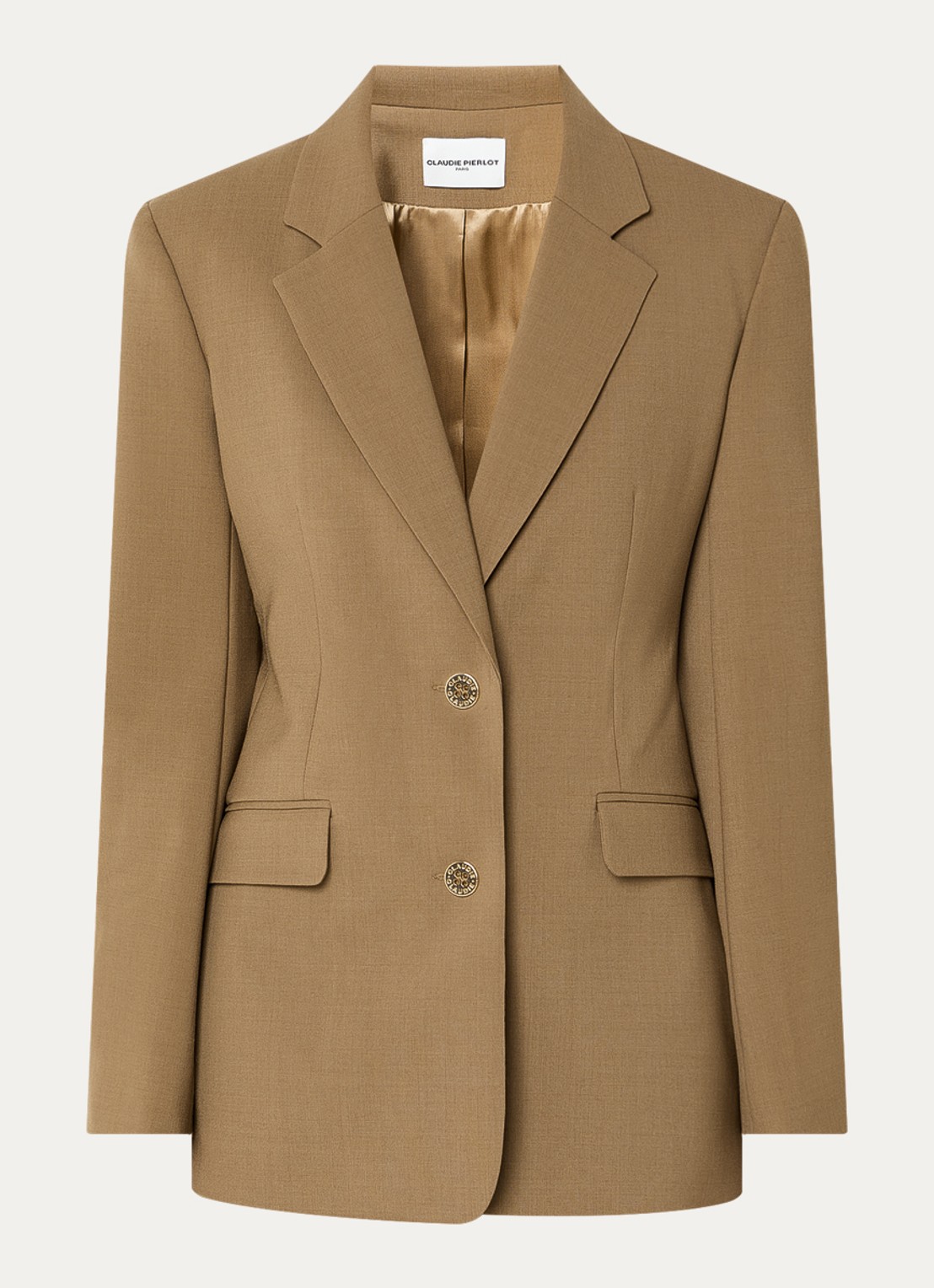 Claudie Pierlot Blazer in wolblend met klepzakken - voorkant 2 camel