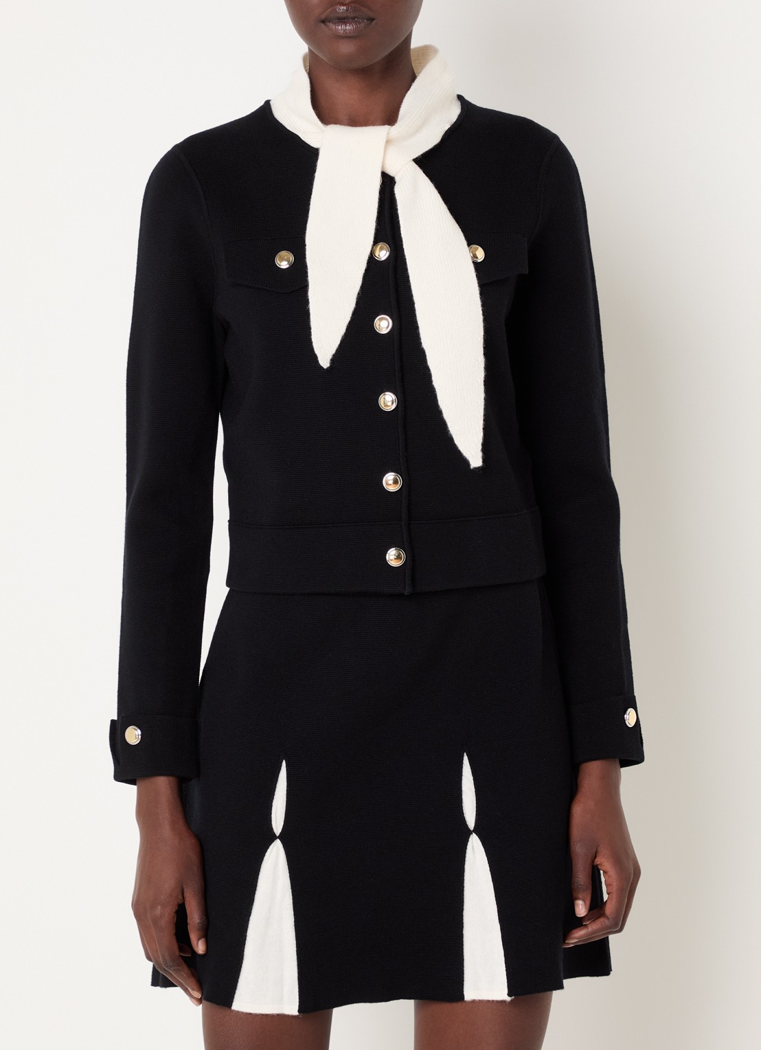 Claudie Pierlot Blazer in wolblend met sjaalkraag - detail 3 zwart