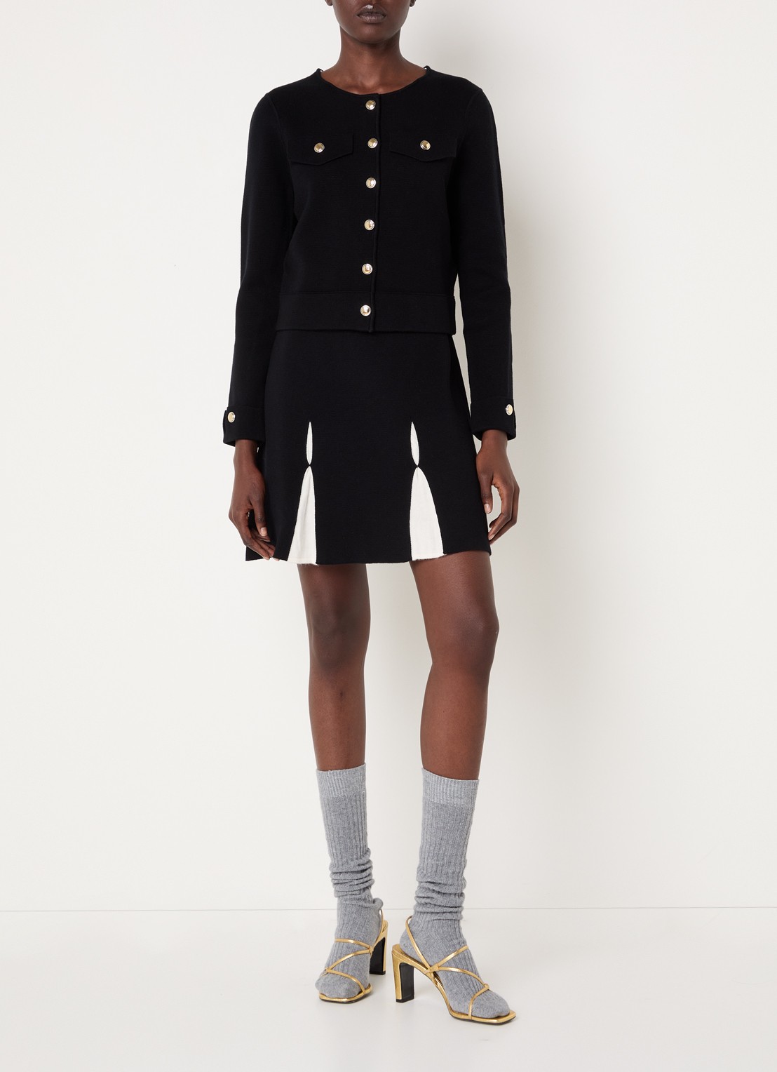 Claudie Pierlot Blazer in wolblend met sjaalkraag - voorkant 2 zwart