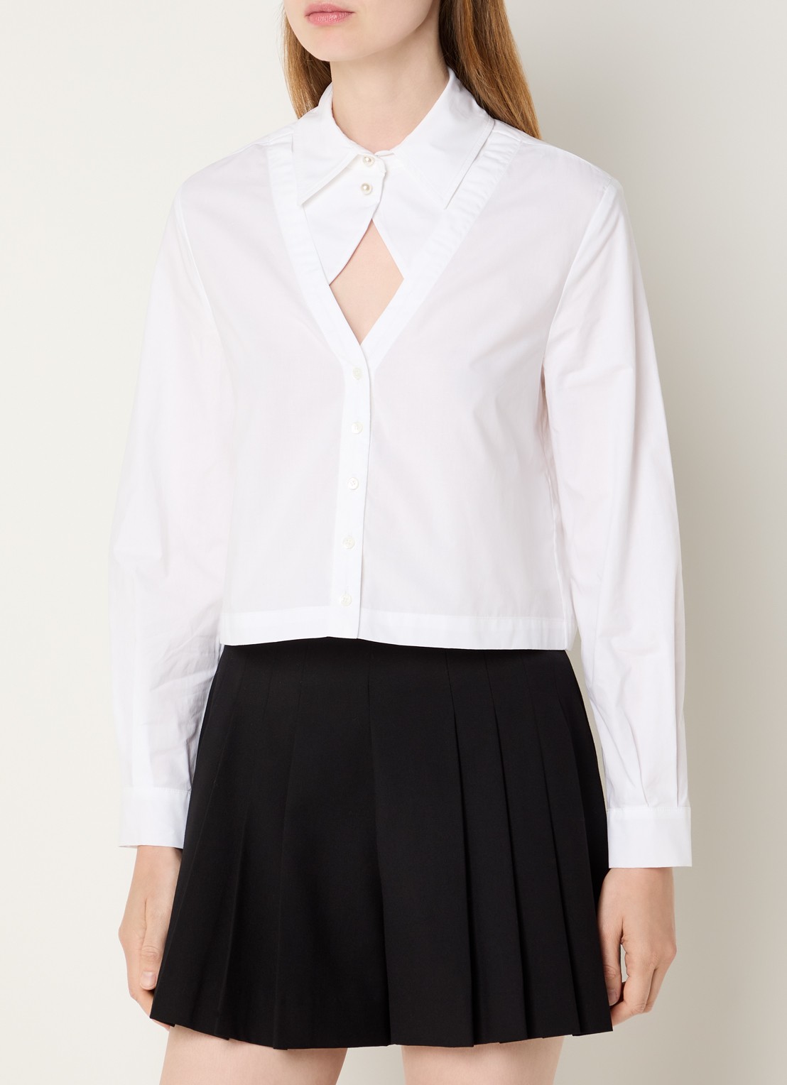 Claudie Pierlot Blouse met cut-out detail en imitatieparels - detail 2 wit